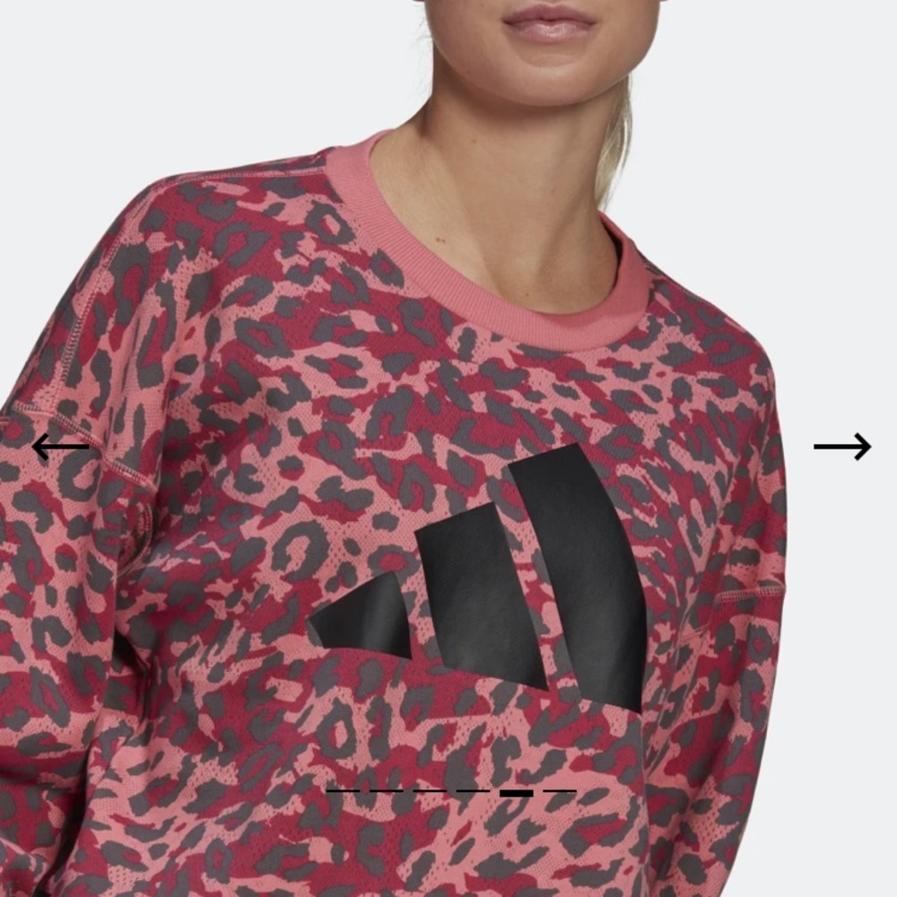 Adidas Pink Grey Leopard Animal Print Logo Sweatshirt Sweater Large - Picture 4 of 8